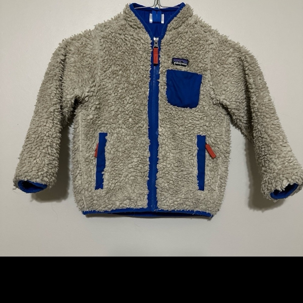 Patagonia Fleece Jacket 5T Beige Blue